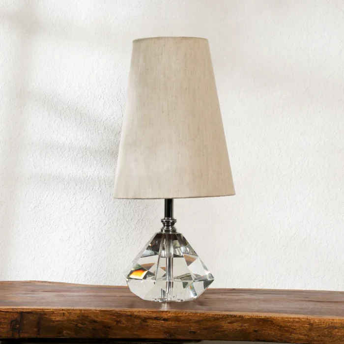 Elegant Crystal Table Lamp with Linen Shade