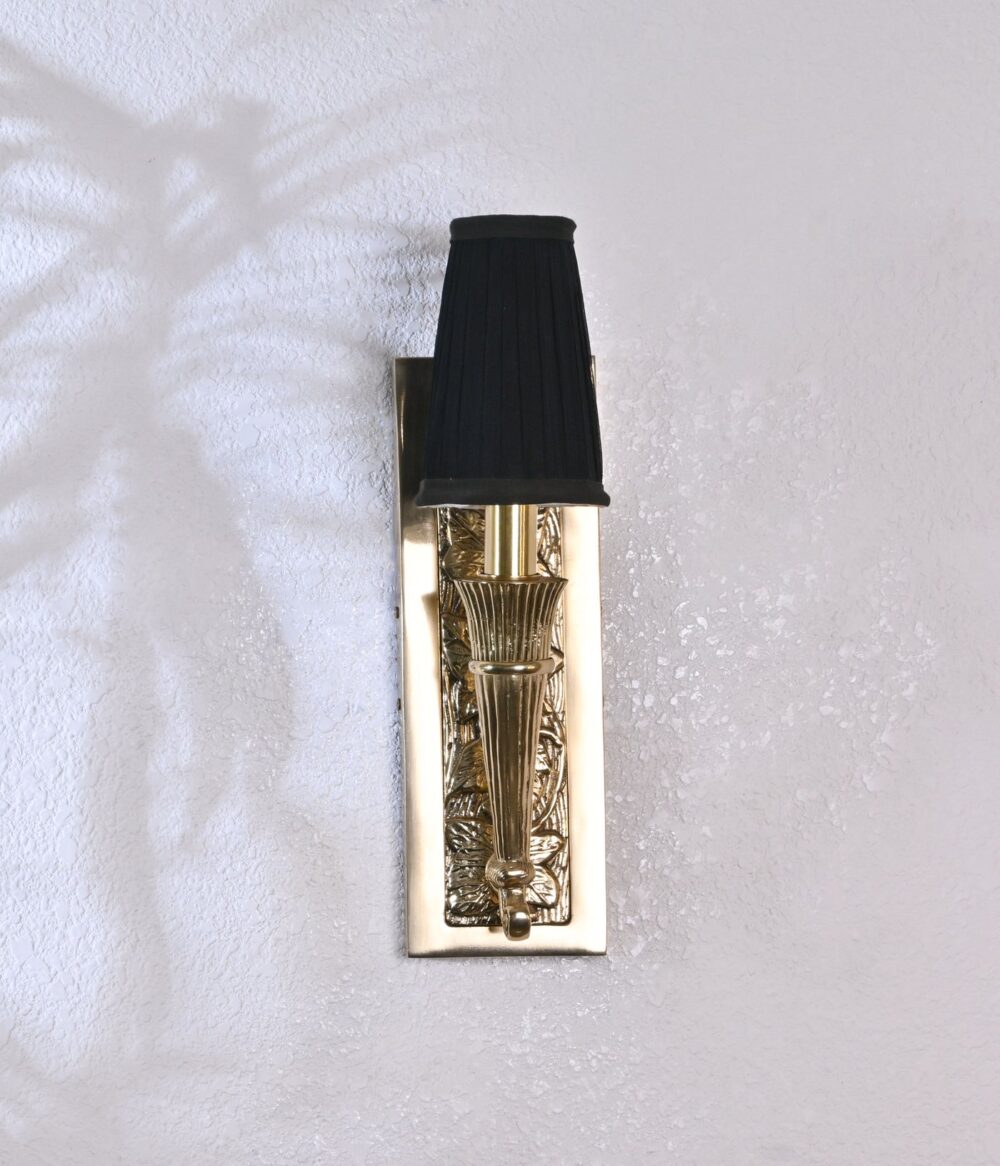 Vintage Brass Wall Light with Black Shade - Image 3