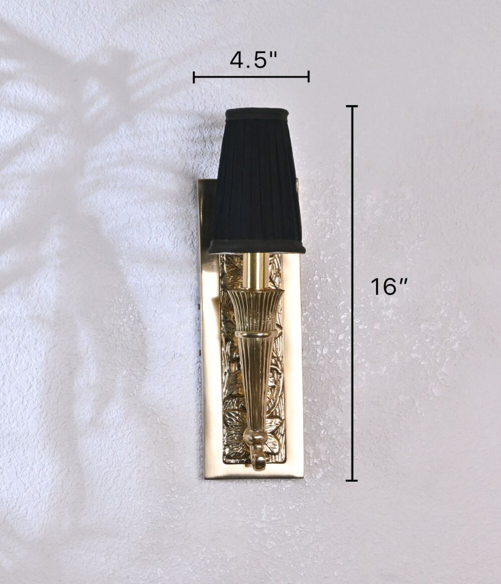 Vintage Brass Wall Light with Black Shade - Image 4