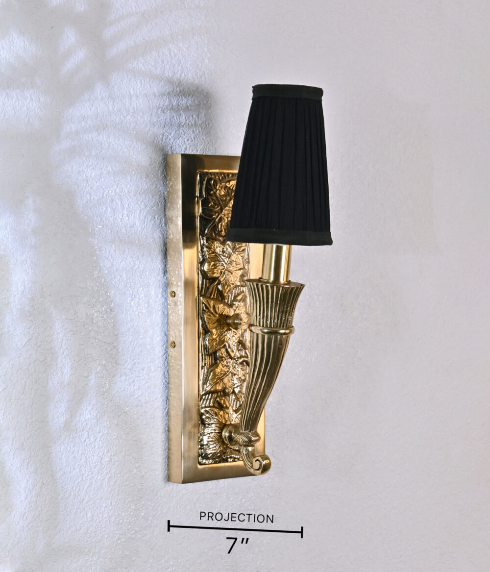 Vintage Brass Wall Light with Black Shade - Image 5