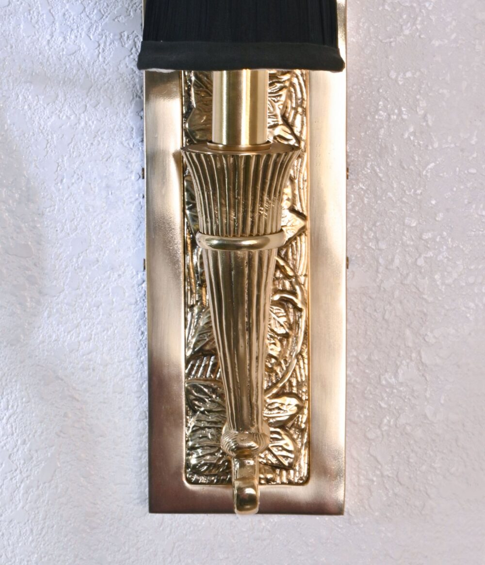 Vintage Brass Wall Light with Black Shade - Image 7