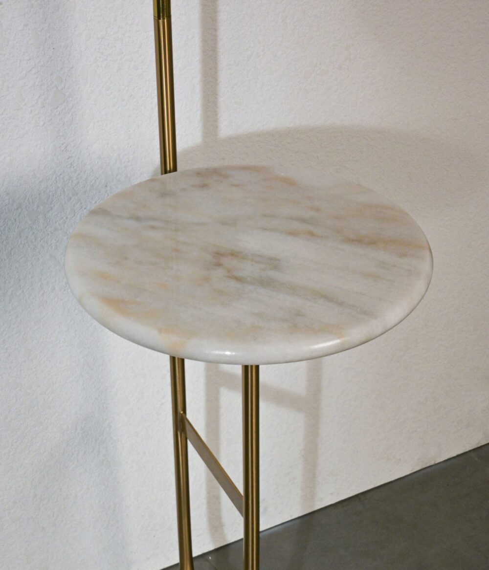 Modern Floor Lamp with Marble Side Table & Globe Shade – Brass Metal Stand - Image 5