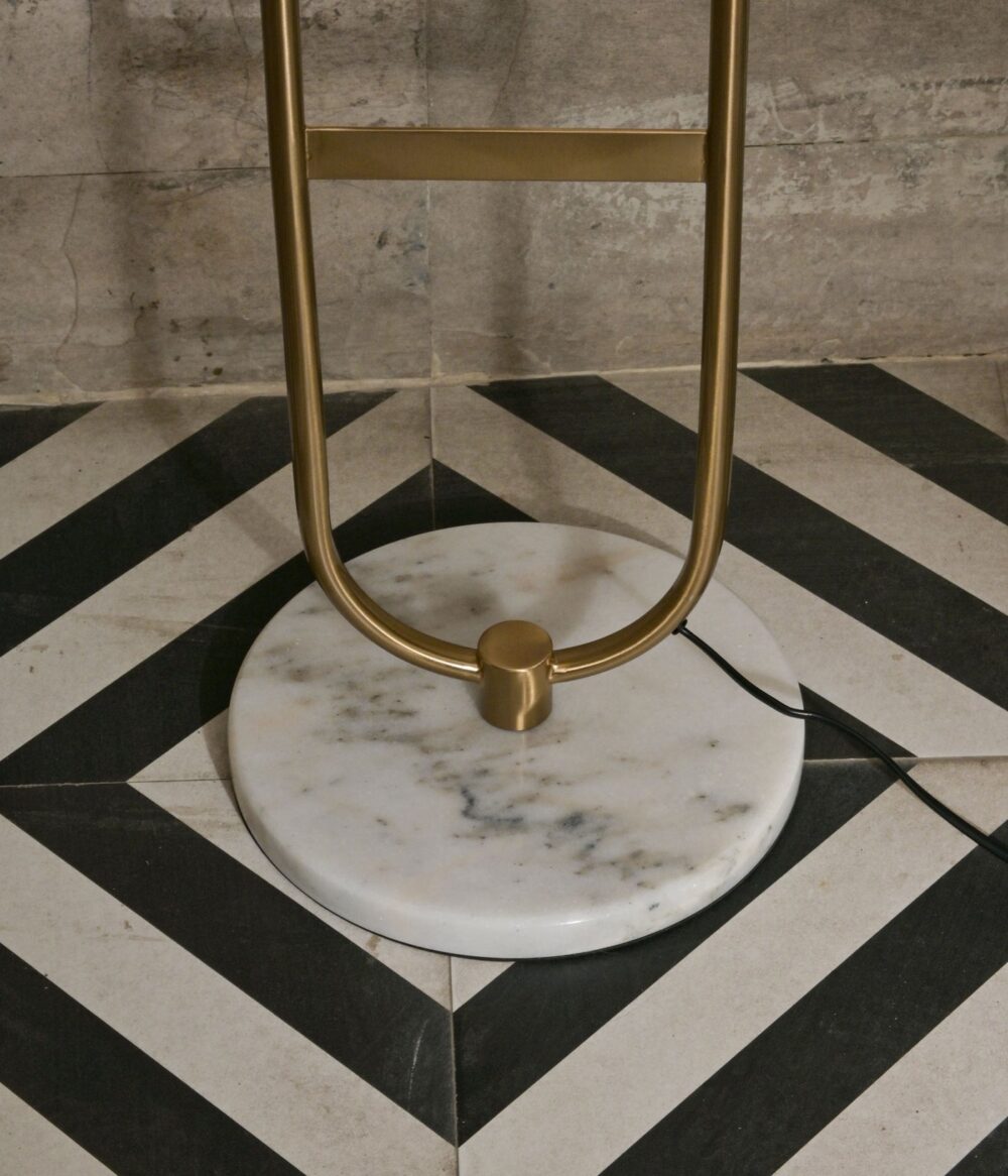 Modern Floor Lamp with Marble Side Table & Globe Shade – Brass Metal Stand - Image 6
