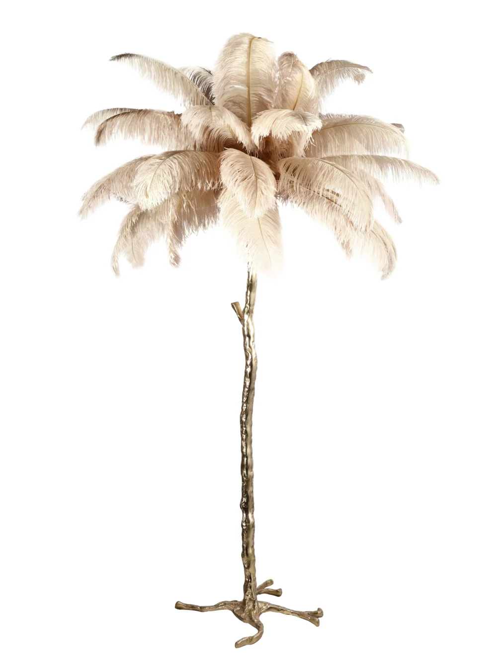Luxury Gold Palm Tree Ostrich Feather Floor Lamp - Image 3