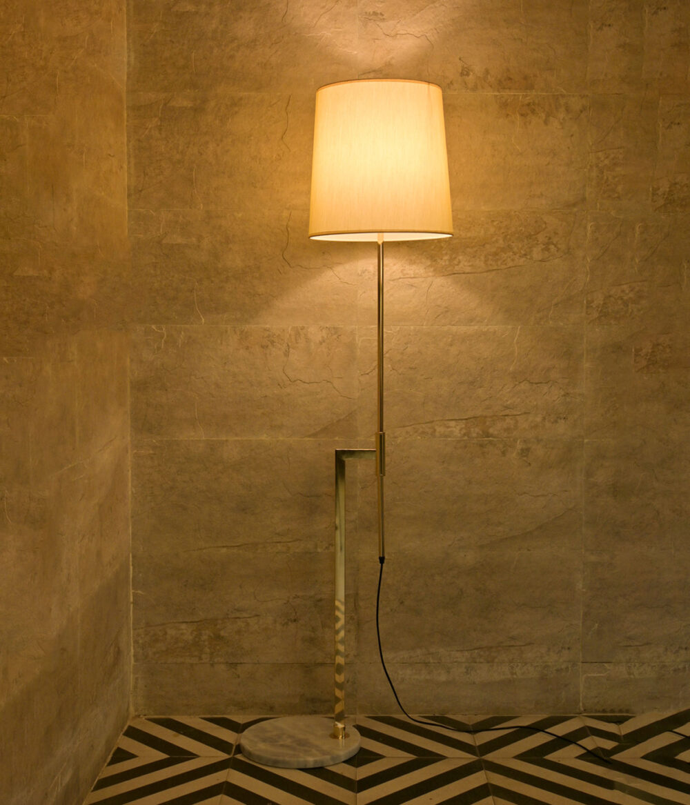 French Gold Marble Floor Lamp - Image 2