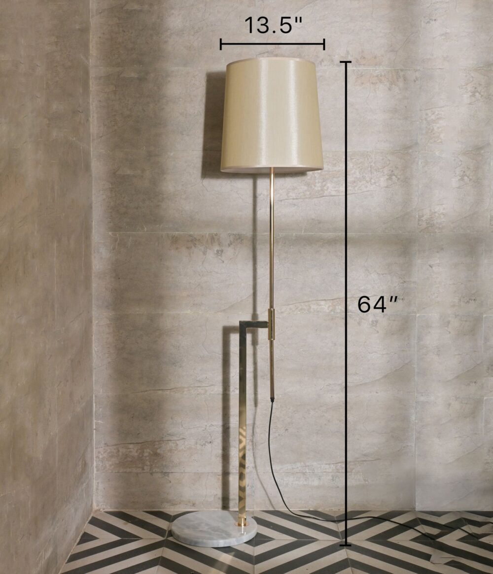 French Gold Marble Floor Lamp - Image 3
