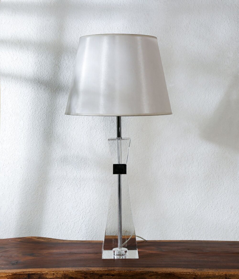 Modern Crystal Table Lamp with White Shade