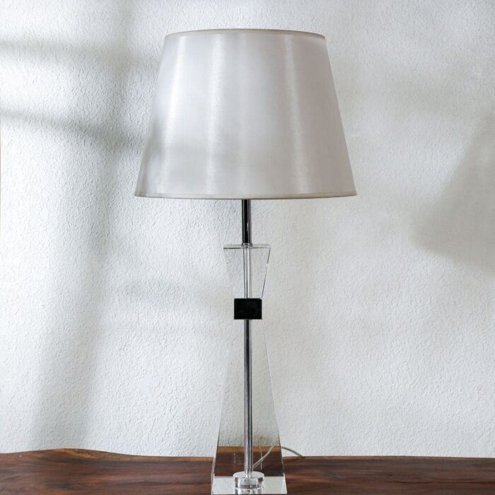 Modern Crystal Table Lamp with White Shade