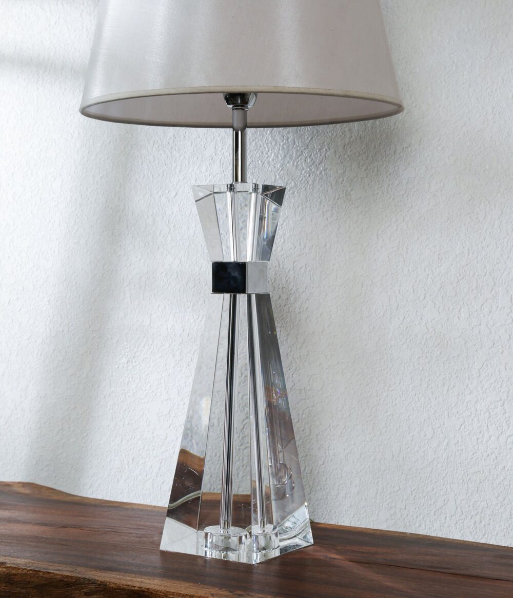 Modern Crystal Table Lamp with White Shade - Image 5