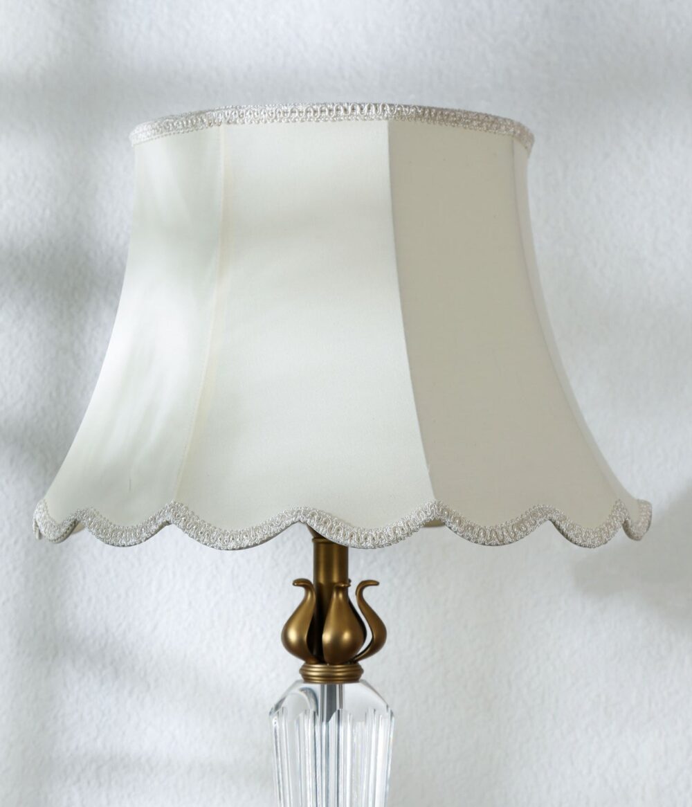Elegant Vintage Crystal Table Lamp with Fabric Shade – Antique Brass Base, Classic Bedside & Living Room Decor Light - Image 6