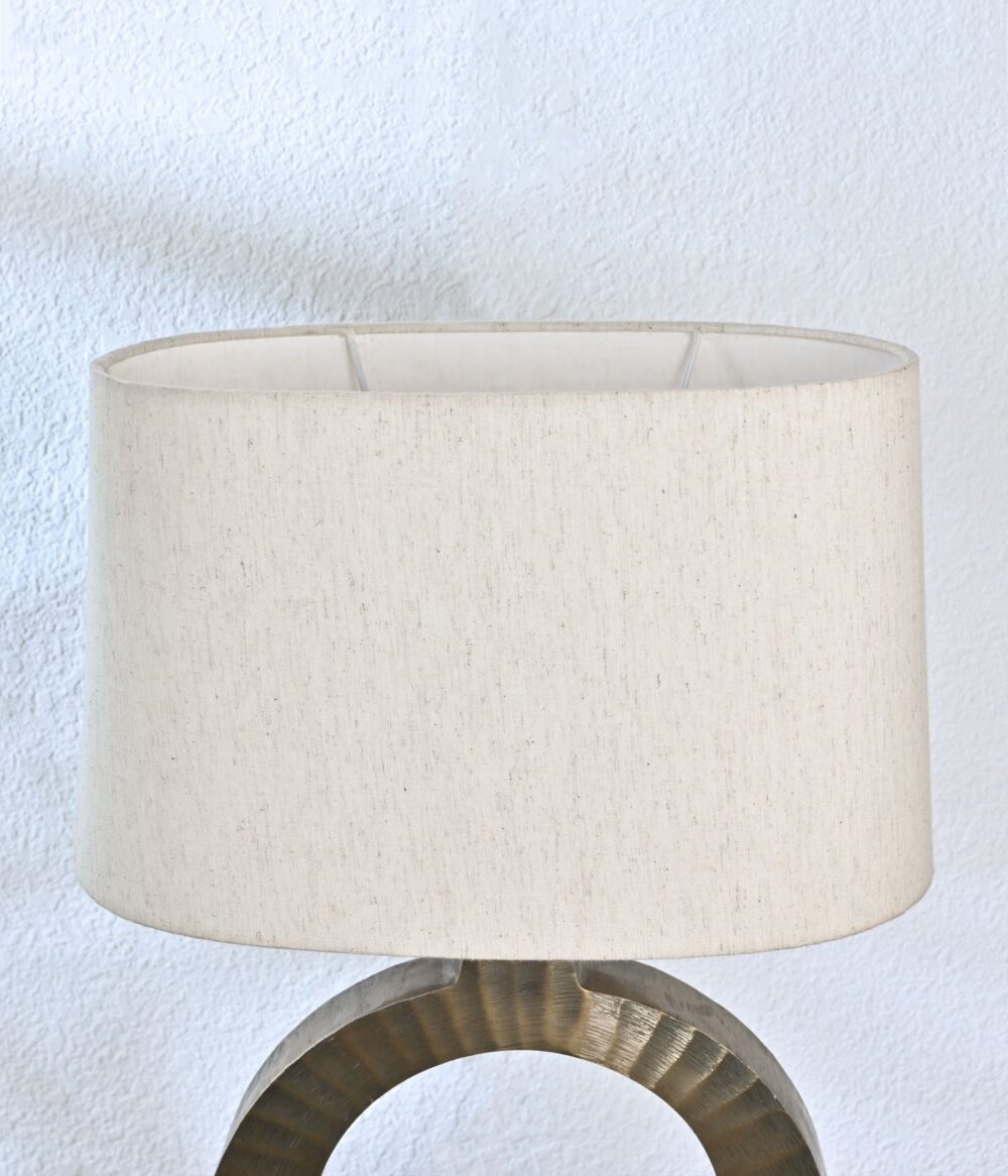 Modern Round Circle Table Lamp – Metal Base with Open Ring Design & Cream Fabric Shade – Decorative Accent Light for Living Room, Bedroom, or Office – Rustic Bronze Finish - Image 5