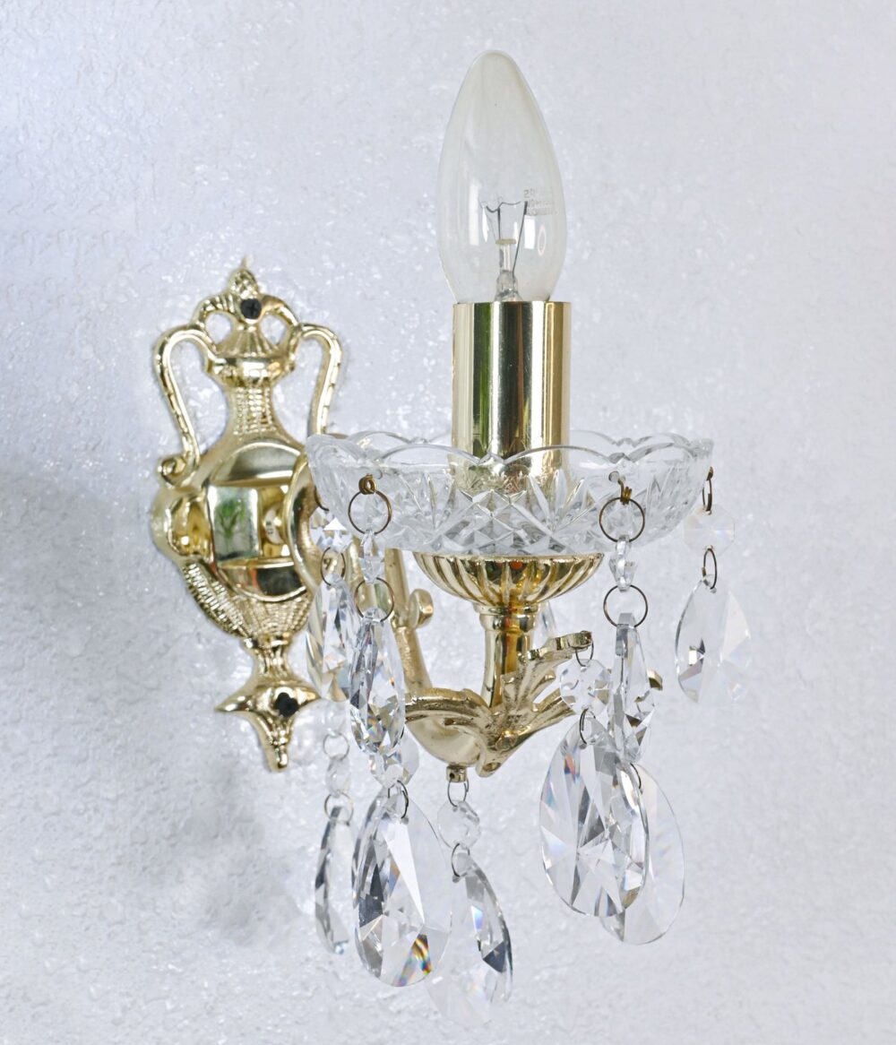 Luxury Crystal Wall Lamp for Living Room & Bedroom | Antique Gold Finish | Decorative LED Wall Sconce - Image 2