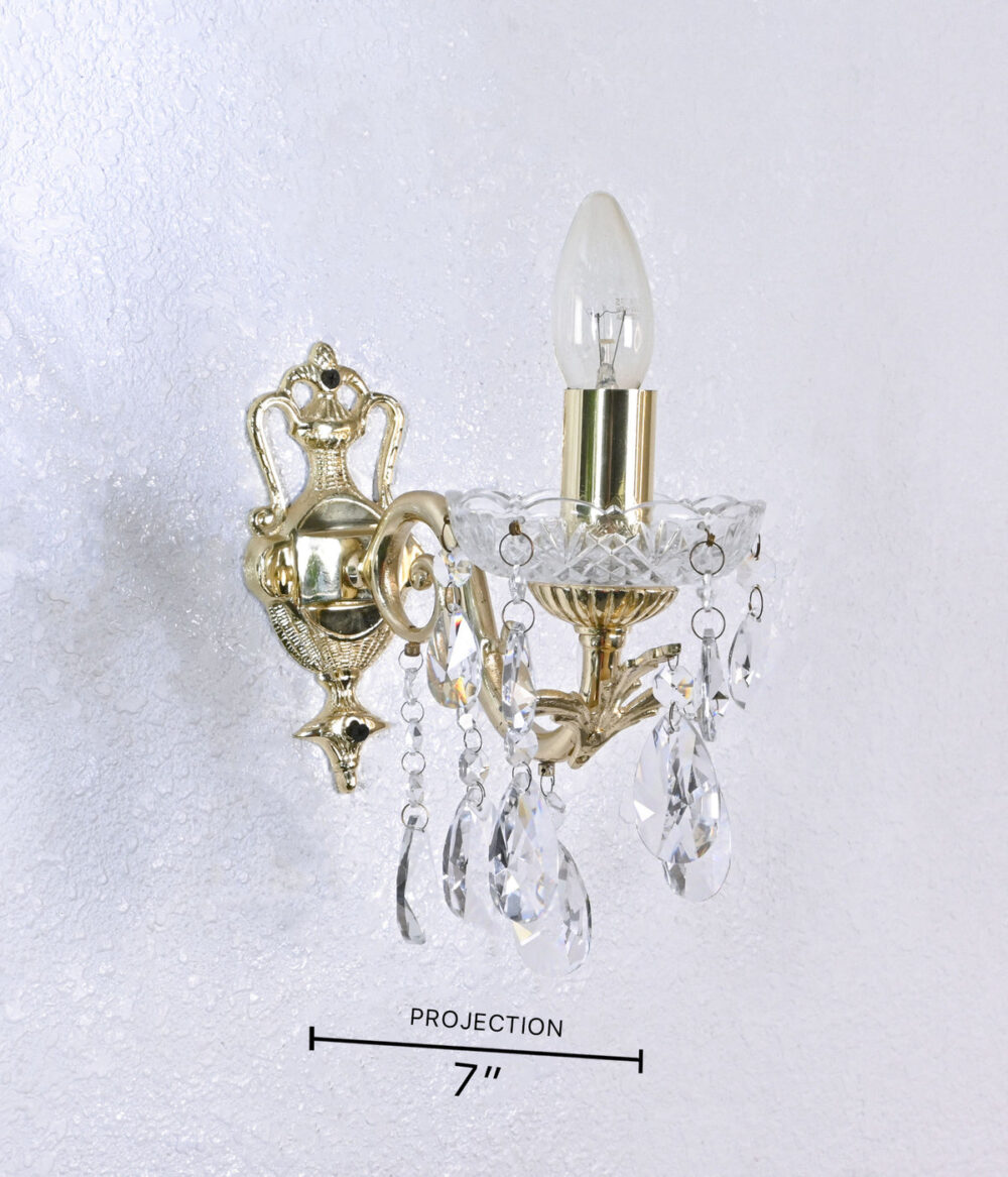 Luxury Crystal Wall Lamp for Living Room & Bedroom | Antique Gold Finish | Decorative LED Wall Sconce - Image 3