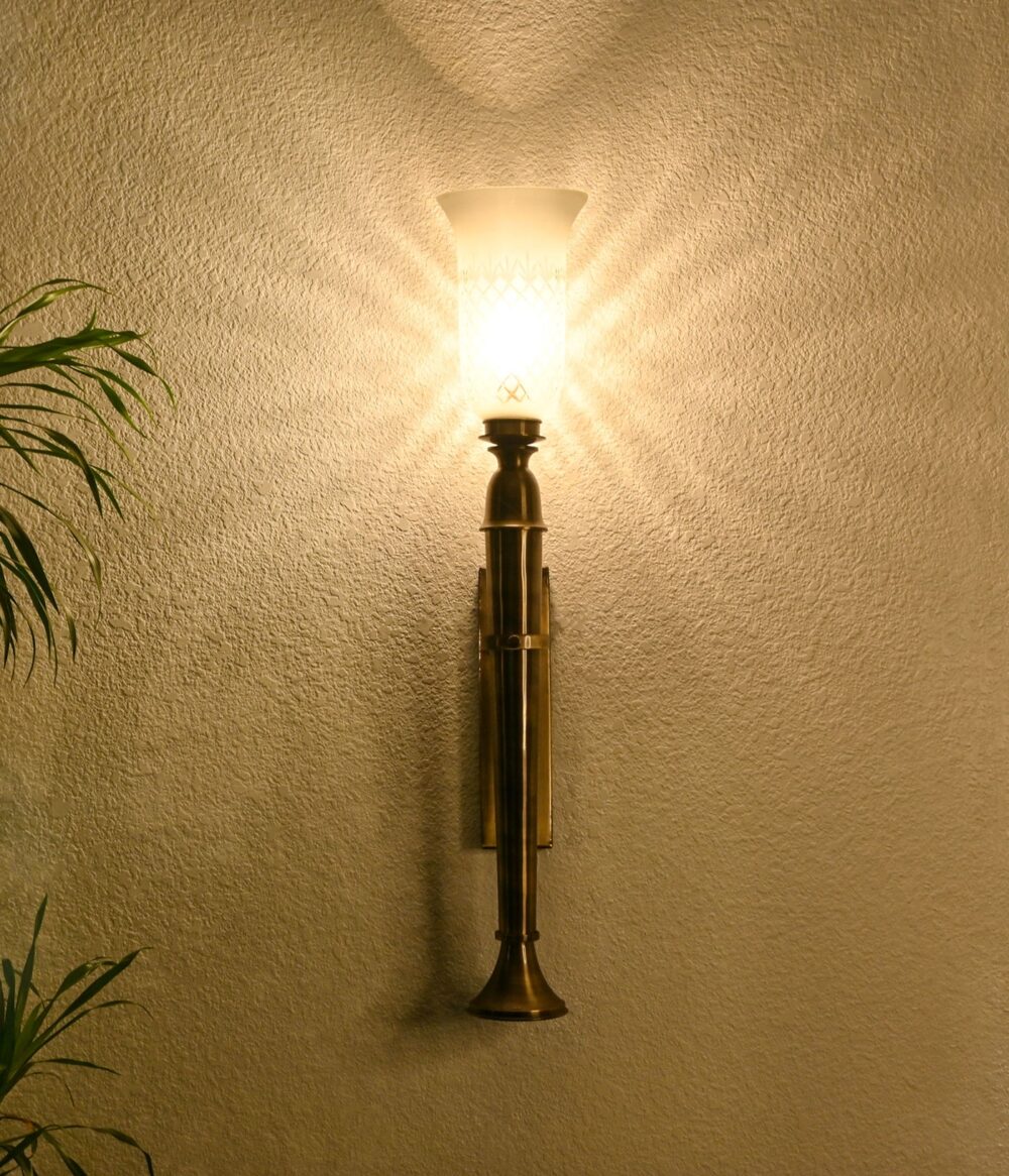 Vintage Brass Wall Lamp Sconce with Frosted Glass Shade – Elegant Antique Look Wall Light Fixture for Living Room, Bedroom, Hallway, and Home Décor - Image 2