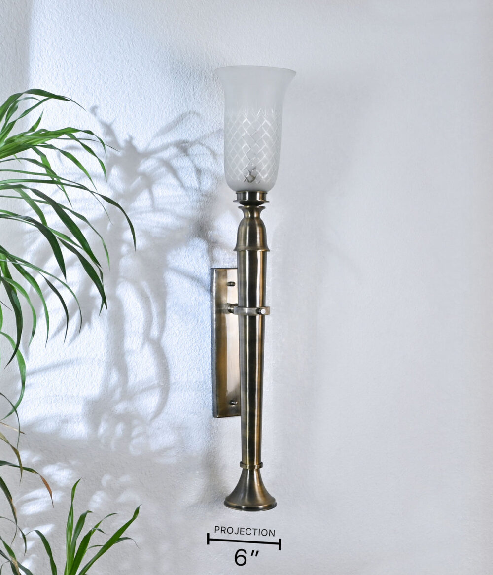 Vintage Brass Wall Lamp Sconce with Frosted Glass Shade – Elegant Antique Look Wall Light Fixture for Living Room, Bedroom, Hallway, and Home Décor - Image 4