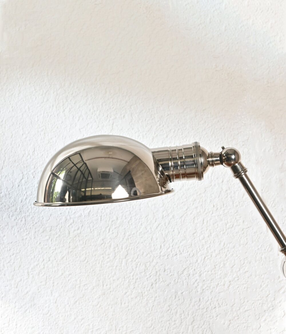 Industrial Adjustable Desk Lamp – Vintage Chrome Table Lamp with Articulated Arm & Dome Shade – Retro Metal Task Light for Office, Study - Image 5