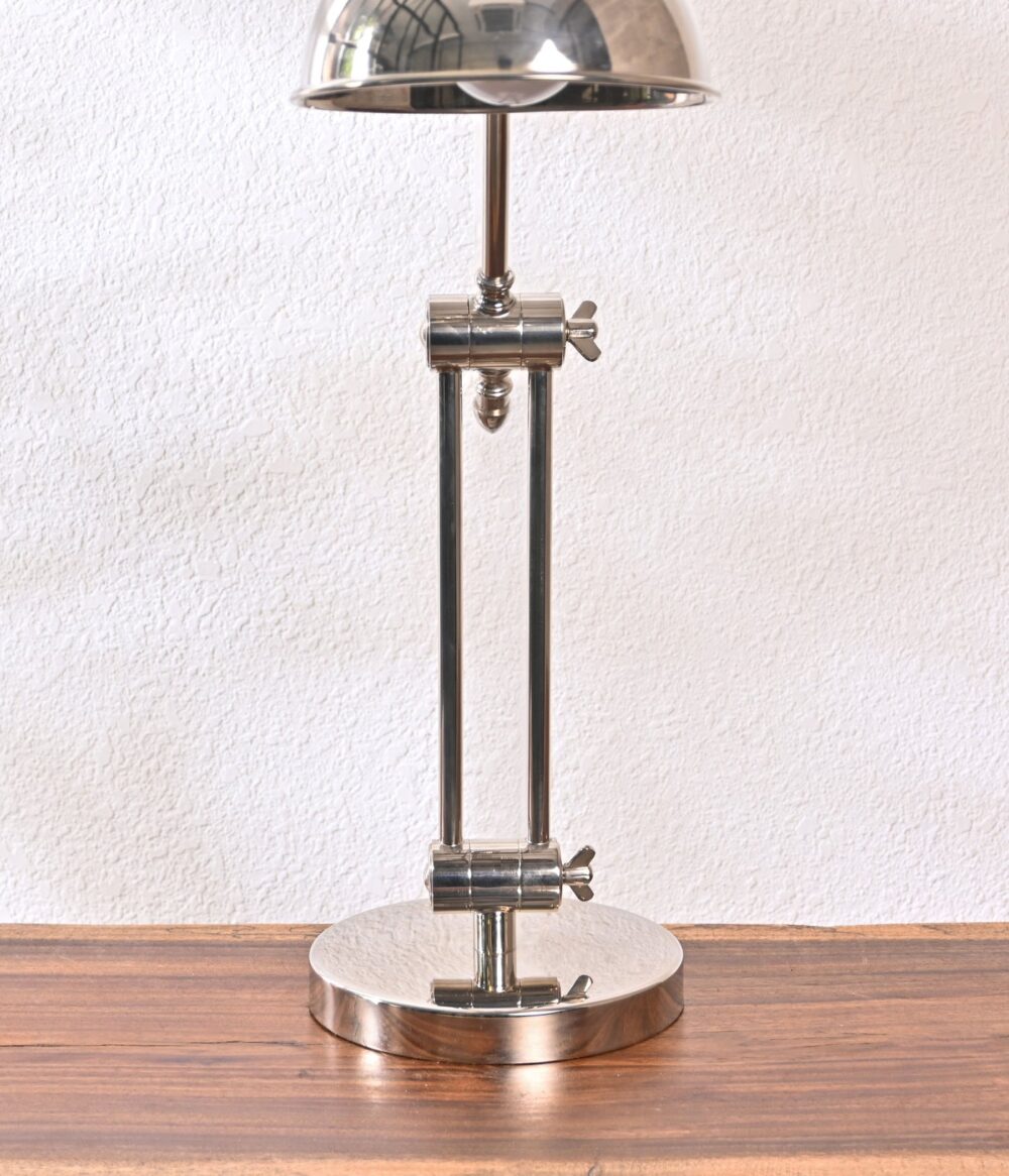 Industrial Adjustable Desk Lamp – Vintage Chrome Table Lamp with Articulated Arm & Dome Shade – Retro Metal Task Light for Office, Study - Image 6