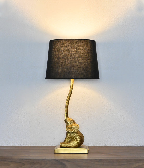Elephant Table Lamp – Premium Decorative Lighting with Black Shade & Golden Finish