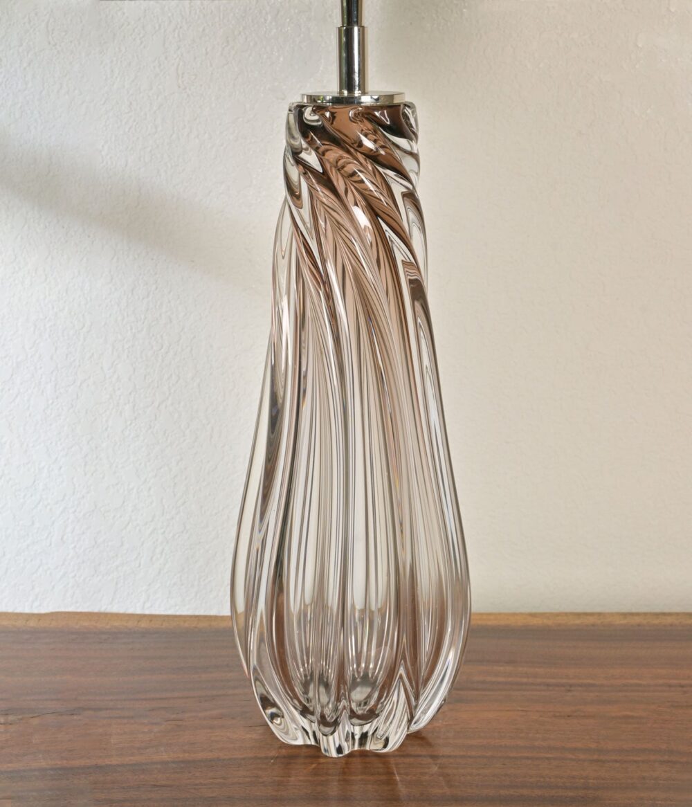 Elegant Modern Glass Table Lamp with Green Silk Shade – Handcrafted Twisted Glass Base – Stylish Decorative Lighting for Living Room, Bedroom, or Office - Image 5
