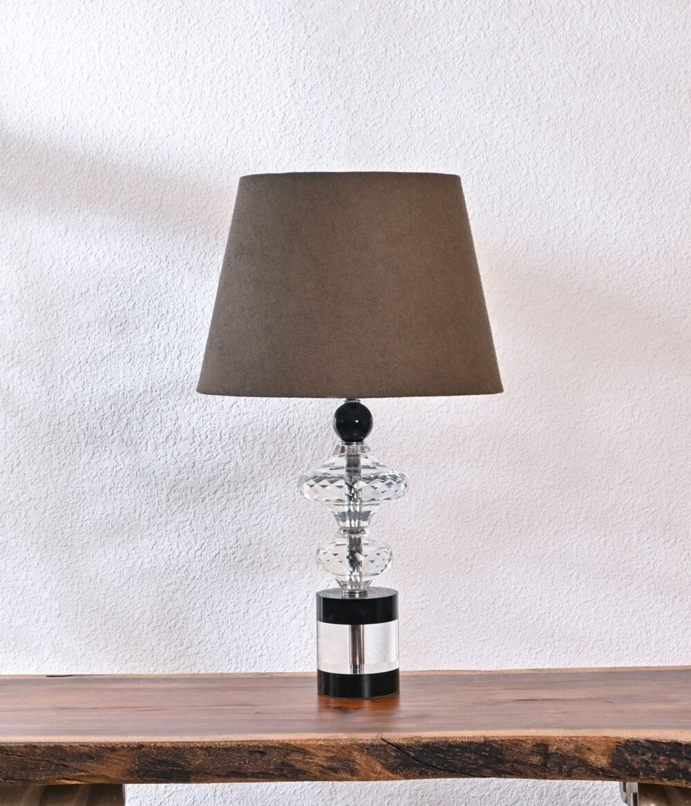 Modern Crystal Table Lamp with Black Shade – Elegant Home Decor & Bedroom Lighting