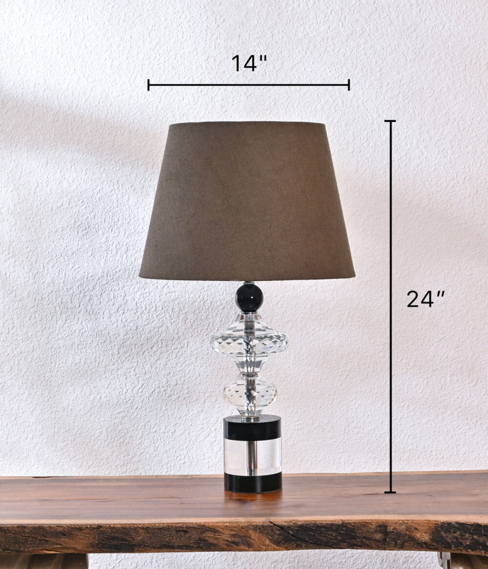 Modern Crystal Table Lamp with Black Shade – Elegant Home Decor & Bedroom Lighting - Image 3