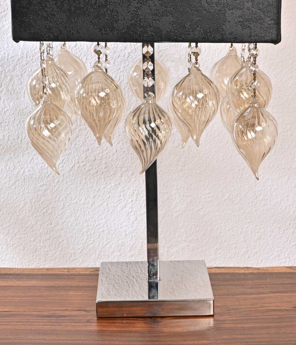 Modern Crystal Table Lamp with Rectangular Black Shade | Elegant Glass Drop Design | Contemporary Accent Lighting for Bedroom, Living Room, or Office - Image 6