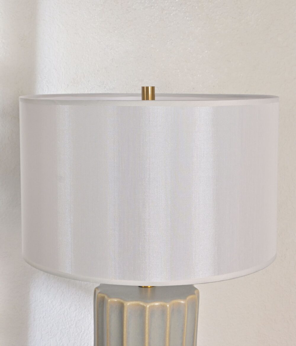 Modern Ceramic Table Lamp with White Drum Shade – Elegant Fluted Design for Bedroom, Living Room, or Office - Image 4