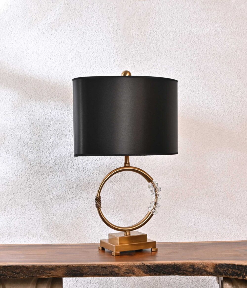 Luxury Crystal Ring Table Lamp with Black Shade – Modern Gold Finish Desk Lamp for Bedroom, Living Room, Office – Elegant Decorative Accent Lighting - Image 7
