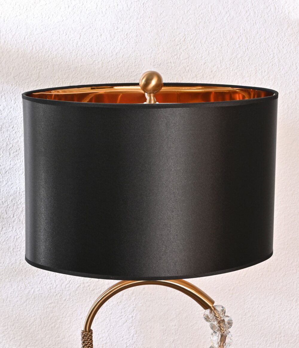 Luxury Crystal Ring Table Lamp with Black Shade – Modern Gold Finish Desk Lamp for Bedroom, Living Room, Office – Elegant Decorative Accent Lighting - Image 4