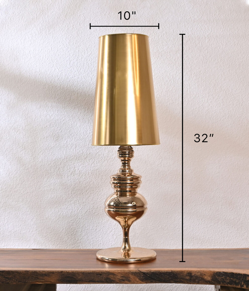 Luxury Gold Metal Table Lamp with Polished Brass Finish – Modern Decorative Accent Light for Living Room, Bedroom, Office - Image 3