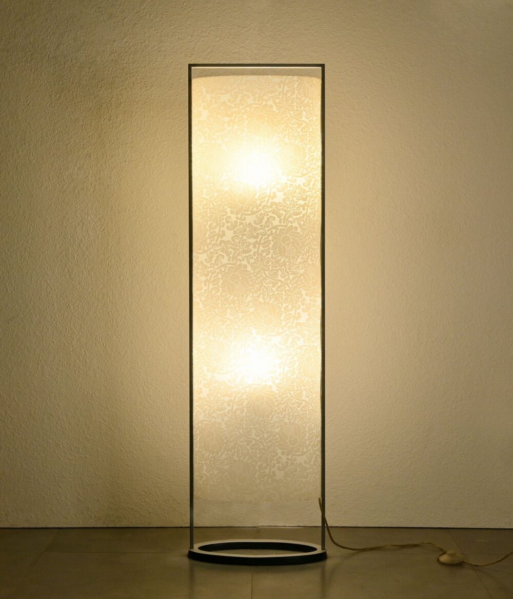 Modern Floral Pattern Cylinder Floor Lamp – Minimalist Standing Light with Elegant Soft Glow for Living Room, Bedroom, or Office - Image 2