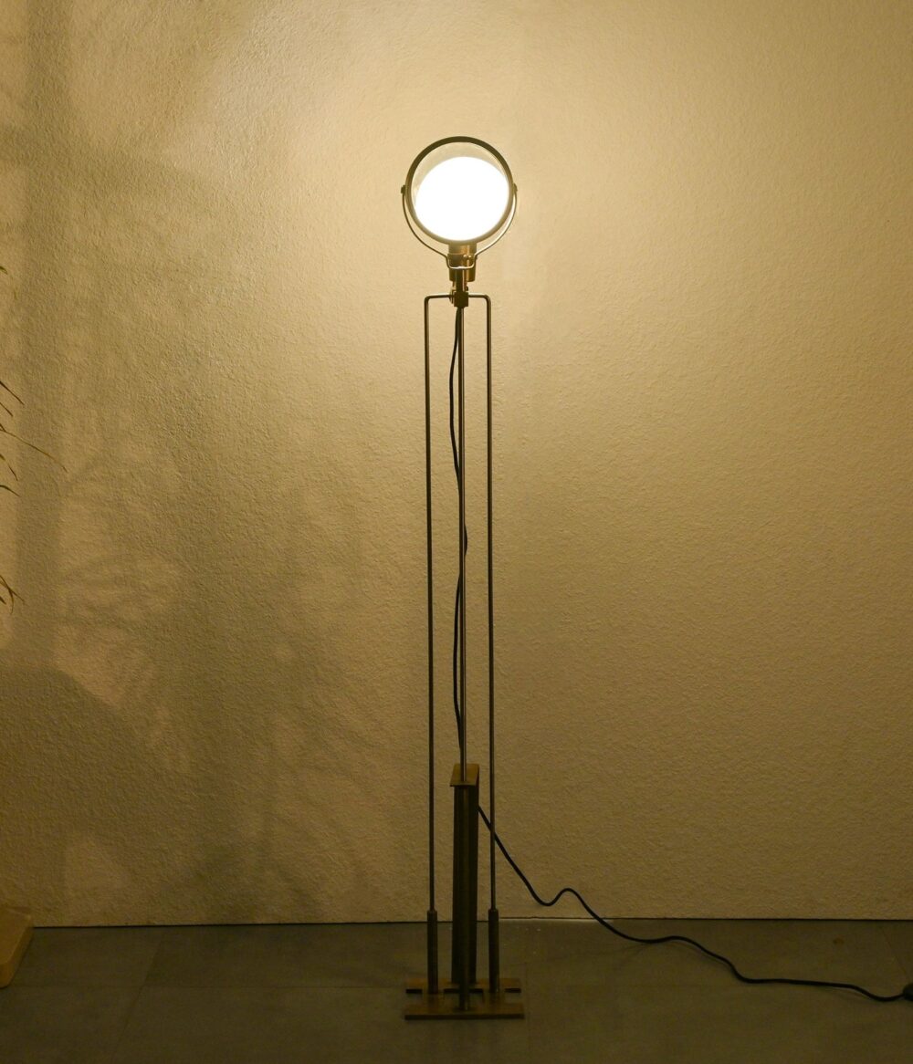 Vintage Industrial Floor Lamp – Adjustable Spotlight Tripod Stand with Brass Finish - Image 2