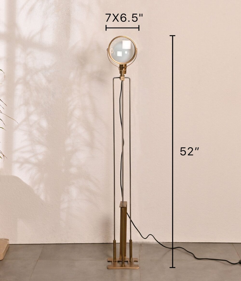 Vintage Industrial Floor Lamp – Adjustable Spotlight Tripod Stand with Brass Finish - Image 3