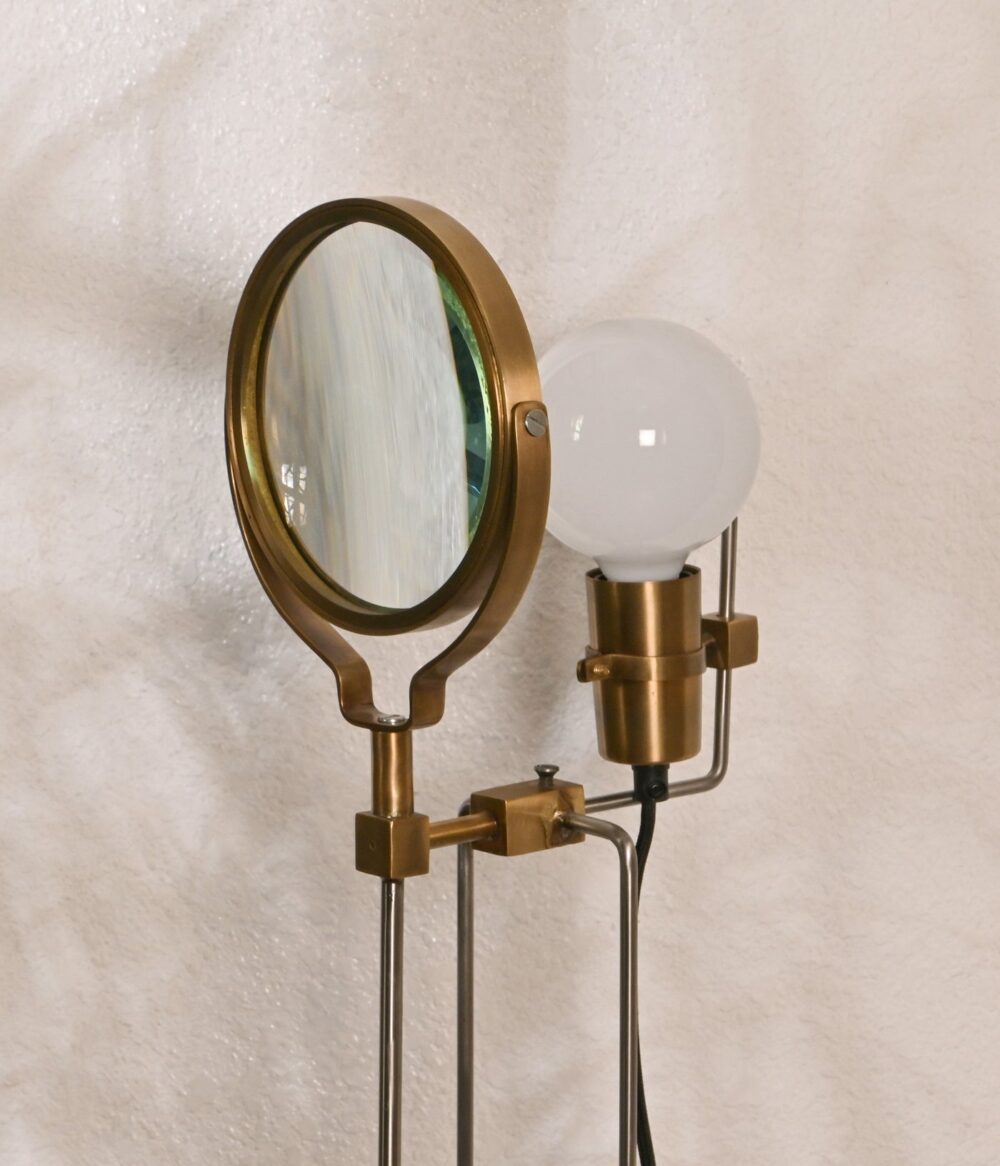 Vintage Industrial Floor Lamp – Adjustable Spotlight Tripod Stand with Brass Finish - Image 4
