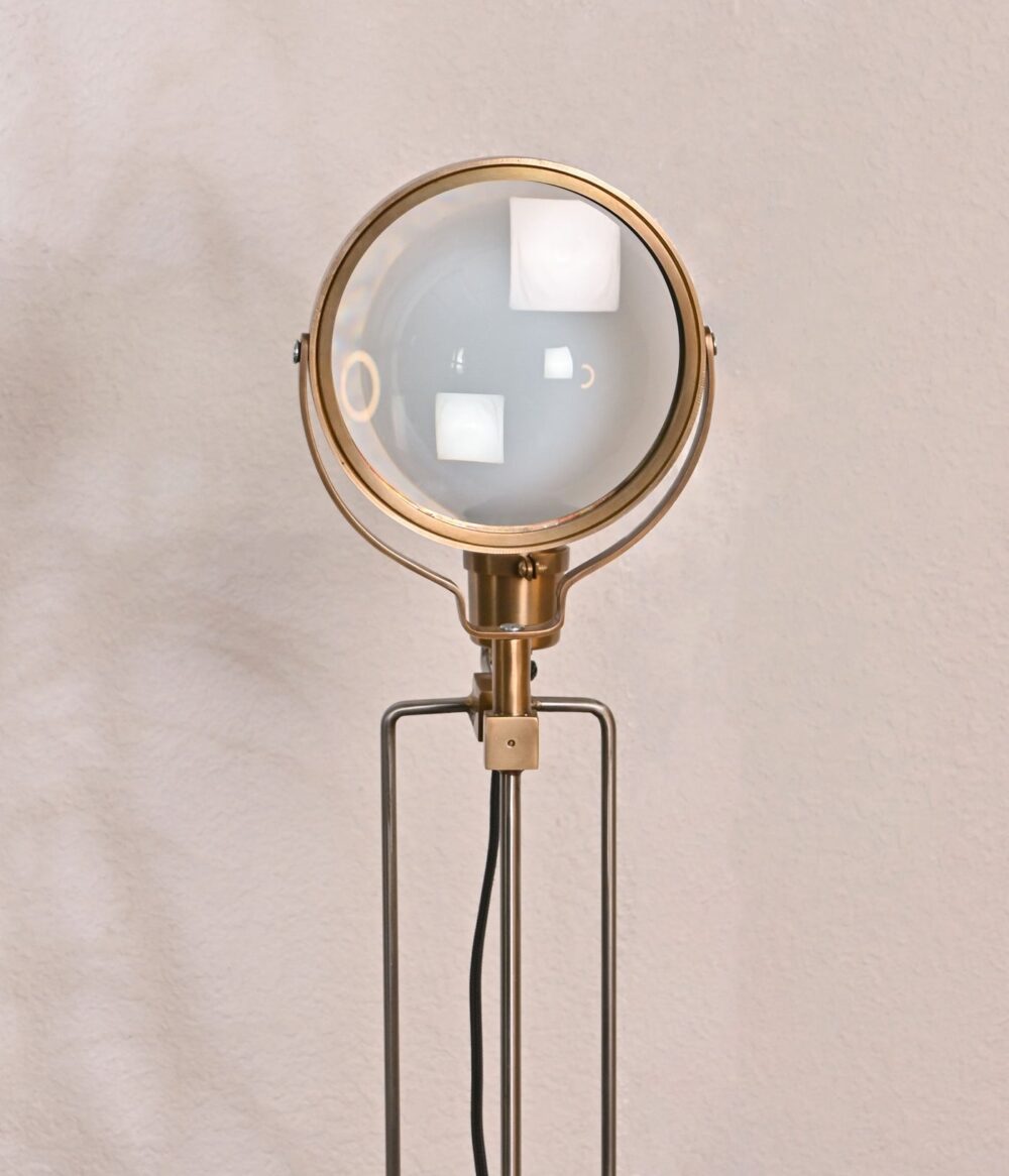 Vintage Industrial Floor Lamp – Adjustable Spotlight Tripod Stand with Brass Finish - Image 5